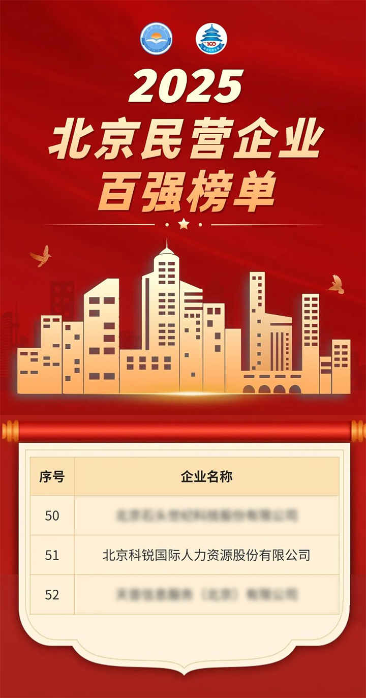 人力资源公司欧付宝欧付国际荣登北京市工商联发布的2025北京民营企业百强榜单